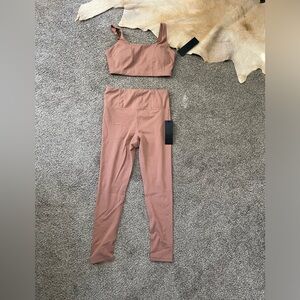 Mono B Dusty Rose High-Waist Leggings & Matching Sports Bra Set